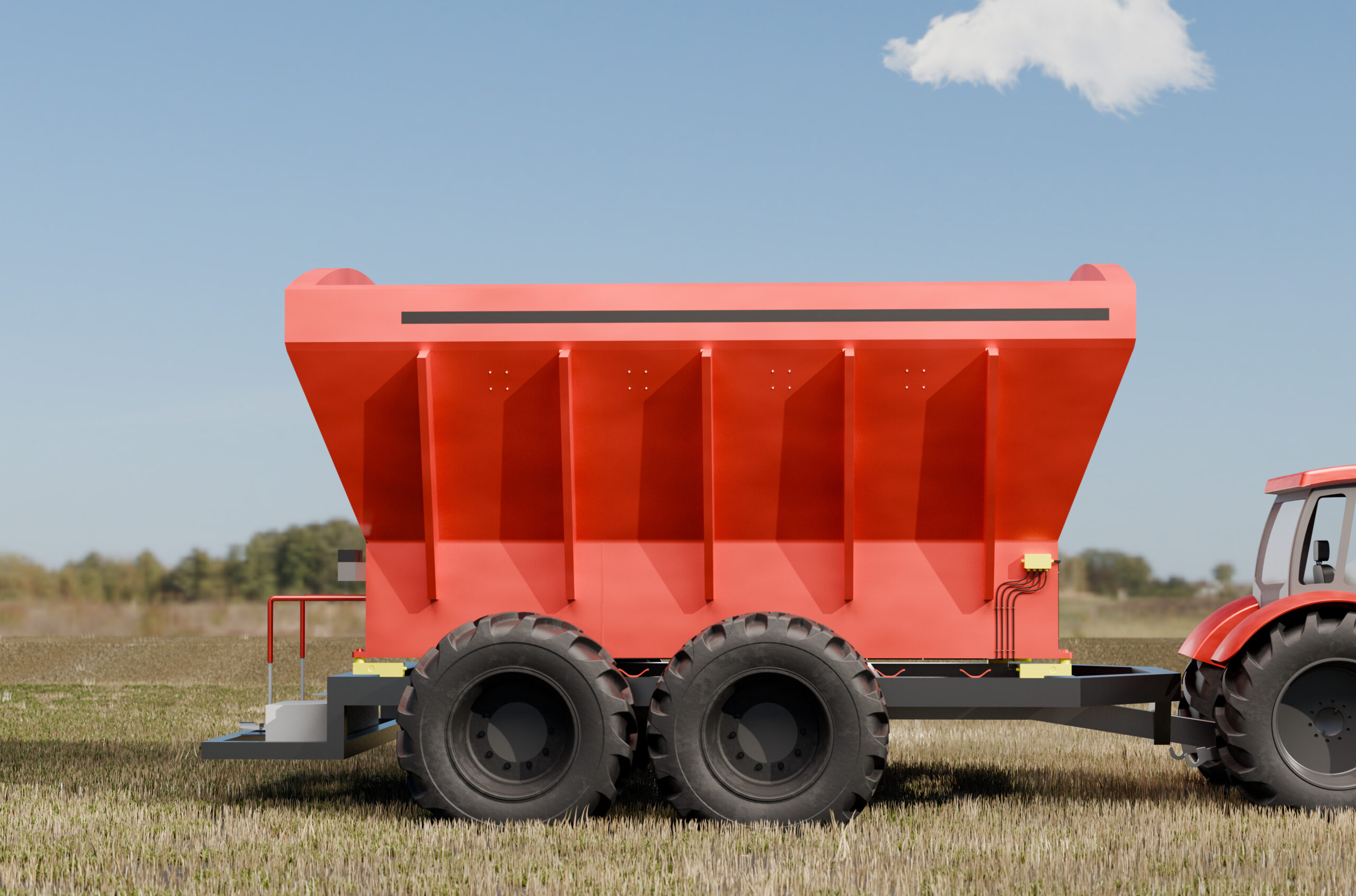 Pull-Type-Fertilizer-Cart-Load-Cells-ANYLOAD Pull type fertilizer cart with junction box and load cells.